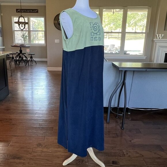 Vintage Jessica Howard Woman Size 18 Dress Long Midi Maxi Blue Green Sleeveless - Picture 6 of 10